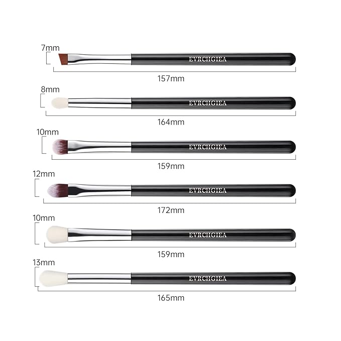 Eye Makeup Brush Set, 6 Pcs Professional Blending Eyeshadow Makeup Brushes for Concealer Eyebrows Eyeliner, Soft Hairs & Wood Handle (black and silver)…