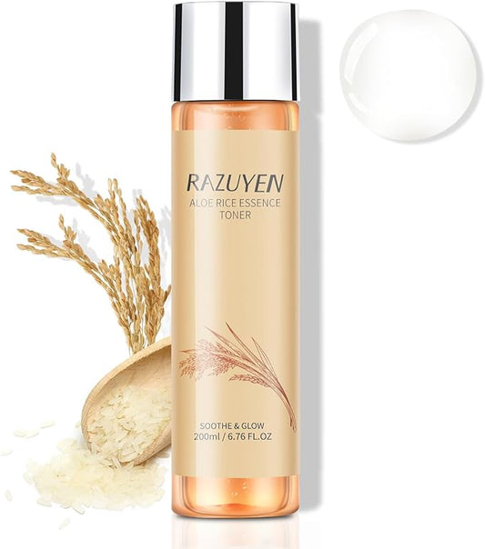 Rice Toner with Aloe Leaf Water, Niacinamide and Centella Asiatica, Milky Toner for Soothing and Glowing Skin, Vegan, Alcohol and Fragrance Free
