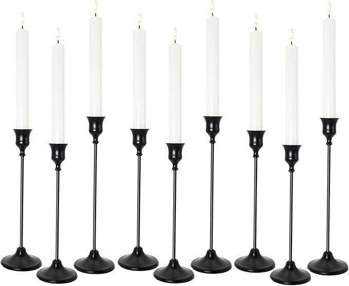 Candlestick Holders, Black Metal Taper Candle Holder, Vintage Candle Holders for Pillar Candles, Table Mantel Wedding Festive Decor Party Party Decor Christmas Decorations, Set of 9