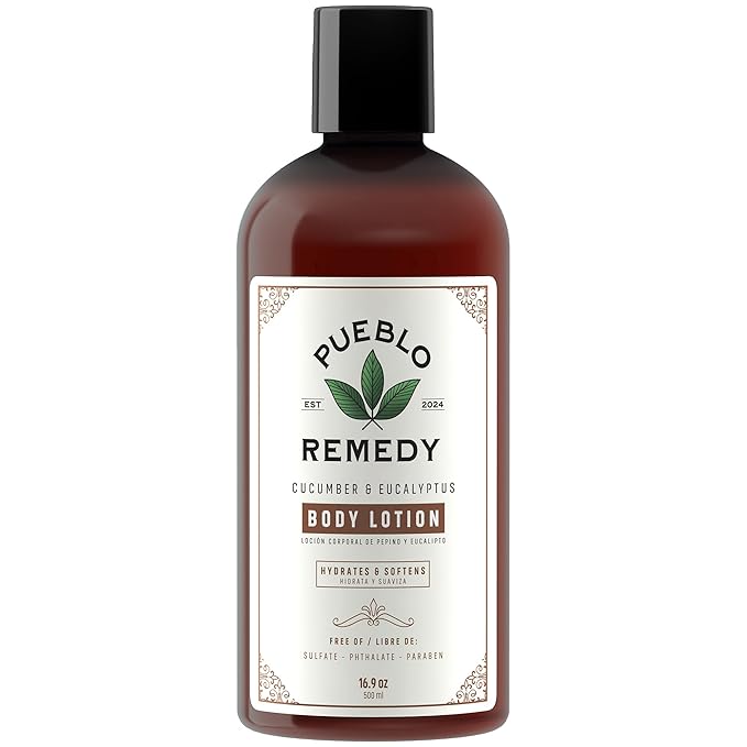 Pueblo Remedy Body Lotion, Cucumber & Eucalyptus – Hydrating & Softening Moisturizer with Shea & Cocoa Butter, Vegan & Cruelty-Free, 16.9 Oz