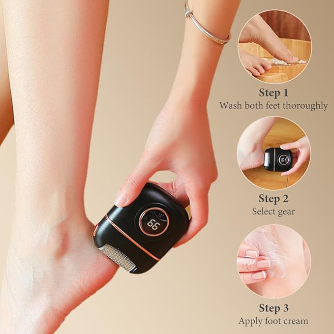 Upgrade Digital Electric Foot Polisher, 2024 New USB Rechargeable Foot Repair and Grinding Device, Electric Callus Remover Foot File with 2 Speeds for Men Women Dry Callus Dead Skin (Gray)