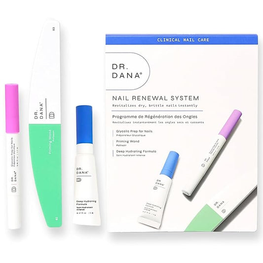 Dr. Dana Nail Repair Kit for Damaged Nails – Strengthening & Exfoliating Treatment with Glycolic Acid, Nail Primer, Hydrator & Priming Wand for Shiny, Healthy Nails, Halal Certified Nail Care Kit
