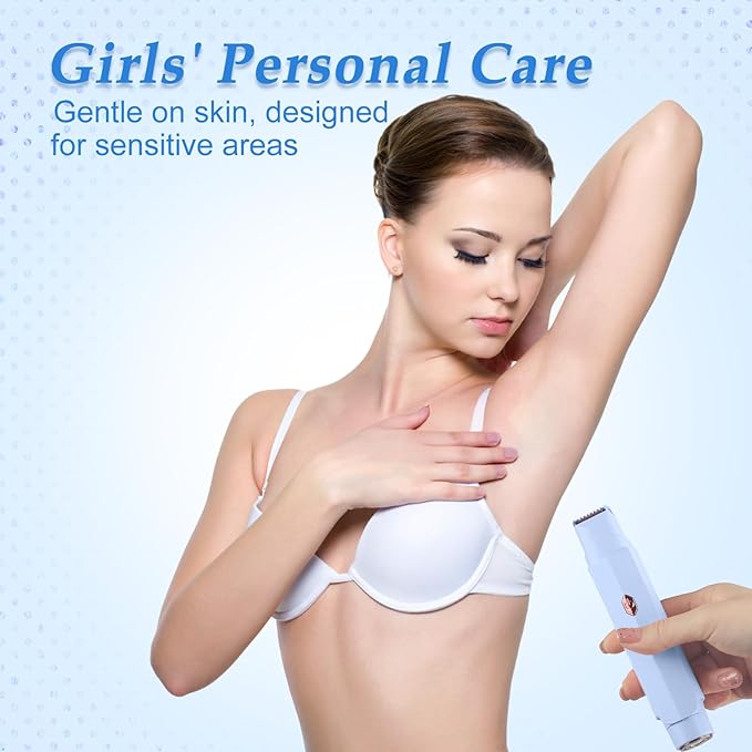 2-in-1 Bikini Trimmer for Women & Electric Women's Shaver,Rechargeable,Gentle Hair Removal for Sensitive Skin(Blue)