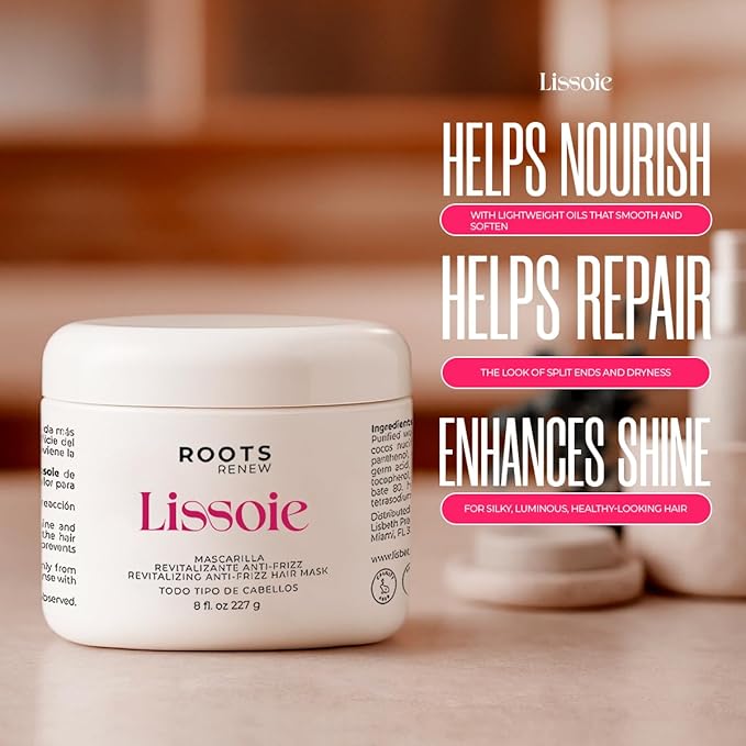 Revitalizing Anti-Frizz Hair Mask 8 fl oz | Deep Conditioner for Dry Damaged Color-Treated Hair | Collagen, Keratin & Coconut Oil | UV Shield | Sulfate-Free, Paraben-Free, Cruelty-Free