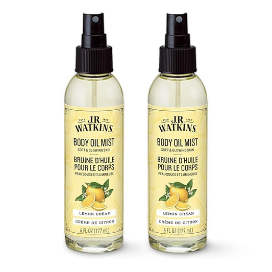 J.R. Watkins Naturally Hydrating Body Oil Mist, Lemon Cream, 6 fl oz, 2 Pack
