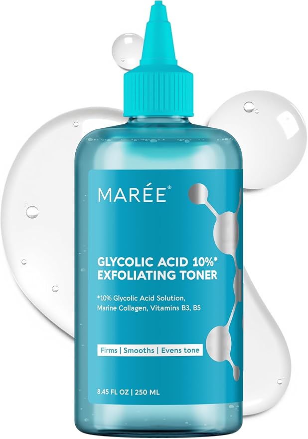 MAREE Glycolic Acid Toner 10% - Exfoliating Toner for Face - Glycolic Acid Face Exfoliator - Face, Scalp & Underarms Exfoliant Spray Alternative - Facial Toner for Women - Acido Glicolico para Manchas