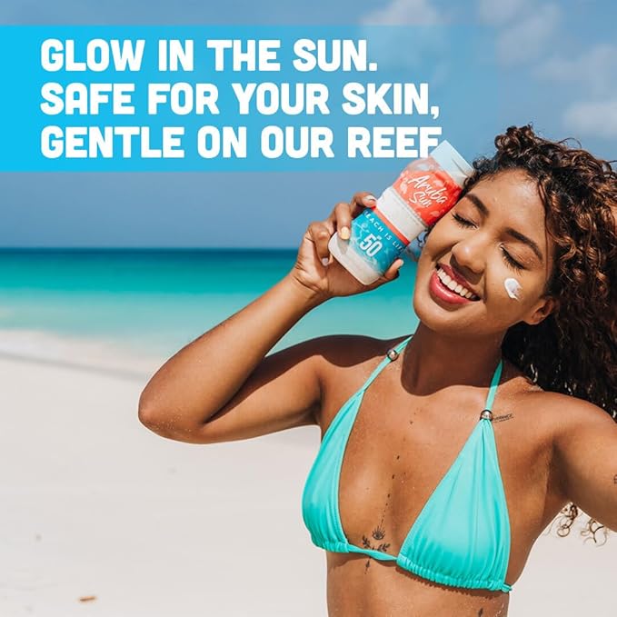 SPF 50 Sunscreen Lotion 8oz - Reef Act Compliant no 67 Octinoxate & Oxybenzone Free - Sun Screen Broad Spectrum UVA/UVB - Sunscreen Waterproof and Non-Greasy