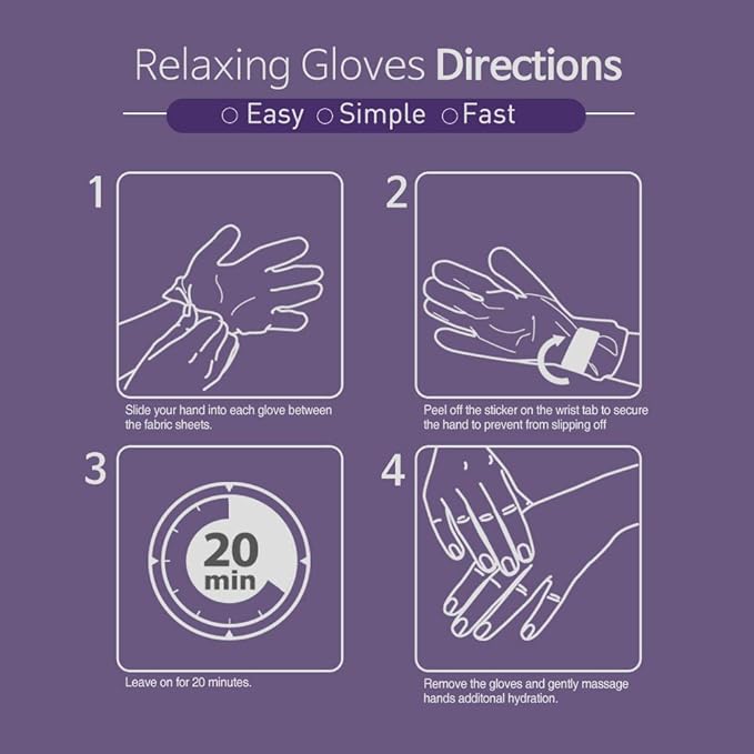 Epielle Relaxing Hand Masks 6 Pairs, Deep Moisturizing Gloves for Dry, Cracked Hands, Relax and Restore with Melatonin & Lavender Extract, Spa & Self Care Gifts for Women, Korean Skin Care