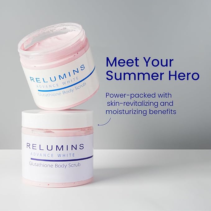 Relumins Premium Summer Body Scrub with Glutathione, Rosehip & Sea Salt – Hydrating Exfoliating Scrub for Smooth, Radiant, Beach-Ready Skin – Gentle Moisturizing Formula – 400ml