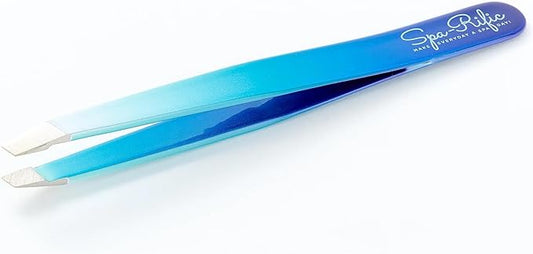 Spa-Rific Slant Tweezers - Handmade Precision Tool for Women & Men, 25 - Degree Angle for Shaping Eyebrows & Grooming Facial Countours, Eyebrow and Facial Hair Remover (Blue Teal Ombre)