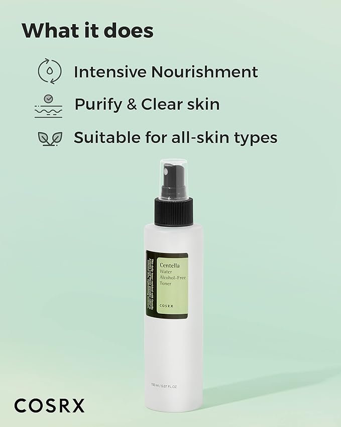 COSRX Alcohol-Free Cica Toner, 150ml / 5.07 fl.oz | Spray-type Korean Toner with Centella Asiatica for Hydrating & Soothing Redness | Korean Skin Care, Not Tested on Animals, Paraben Free