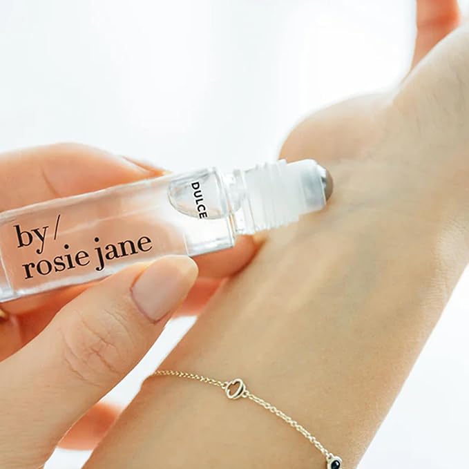 By Rosie Jane Perfume Oil (Dulce) - Travel Size Roll On Perfume with Notes of Creamy Vanilla, Brown Sugar & Warm Hinoki Wood - Paraben, Sulfate & Phthalate Free (7ml)
