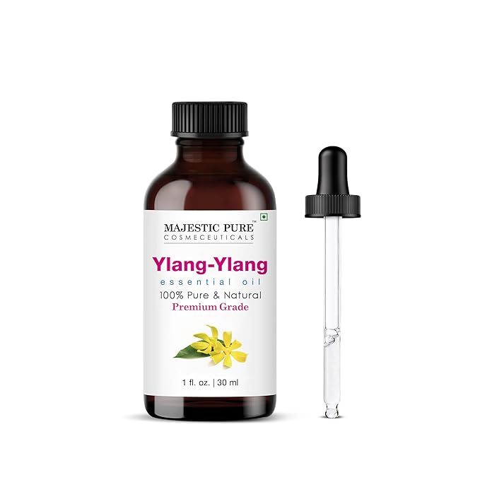 Majestic Pure Essential Oil with Glass Dropper - 100% Pure and Natural - Essential Oils for Diffuser, Aromatherapy, Soap and Candle Making, Ylang Ylang Essential Oil, Ylang Ylang Oil, 4 Fl Oz