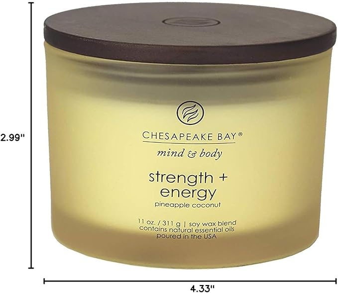 Chesapeake Bay Candle Scented Candle, Strength + Energy (Pineapple Coconut), 3-Wick Coffee Table Jar, Home Décor