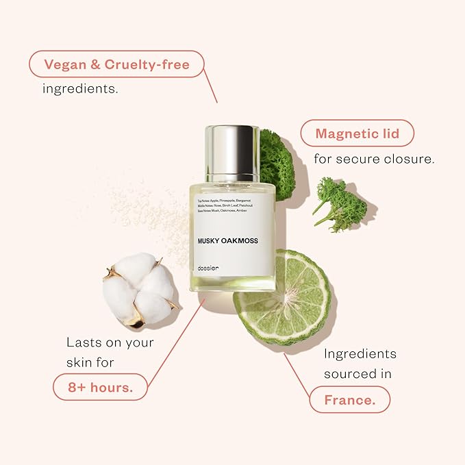 Dossier - Musky Oakmoss - Eau de Parfum - Inspired by Creed's Aventus - Perfume Luxury - Pure Infused - Paraben-Free - Vegan - For Men - Fragrance 1.7 oz (Spray 50ml)