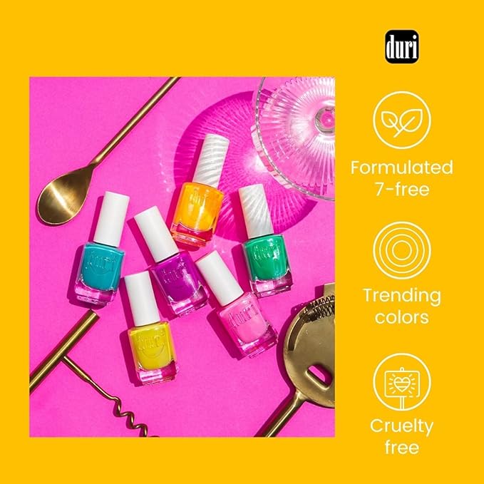 duri Nail Polish, 34 Pure Red, Red-Carpet Classic, Stylish, Modern, Full Coverage, Glossy Finish, Quick Drying, 0.45 Fl Oz