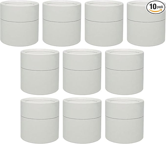 GreenWay 4oz / 120g Kraft Paperboard Empty Jars with Lids - 10 Pack Biodegradable Refillable DIY Cosmetic Containers – Wax Lined Packaging Containers Jars with Snug-Fitting Caps - White