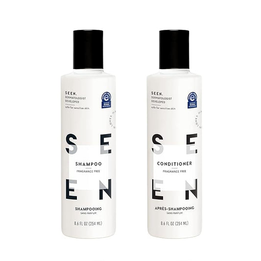 SEEN Shampoo & Conditioner Bundle, Fragrance-Free - Non-Comedogenic & Hair Care - Dermatologist-Developed, Safe for Sensitive, Eczema & Acne-Prone Skin