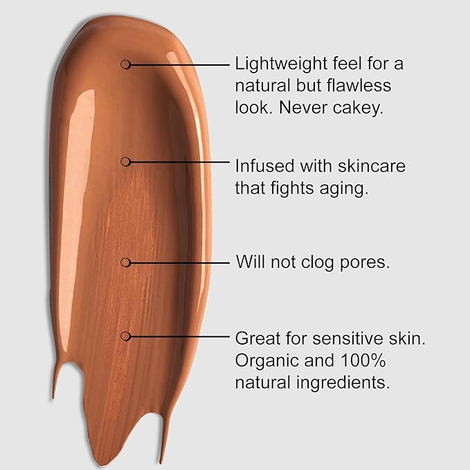 BaeBlu Organic Aloe-Based LUX Liquid Foundation, Natural Vegan Gluten-Free Made in USA, Espresso