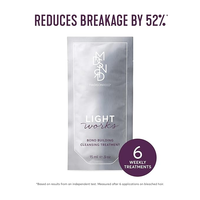Madison Reed Light Works Bond Building Cleansing Treatment, Repair & Care For Highlighted Hair, Strengthens & Prevents Breakage, Keratin & Argan Oil, 6 Applications