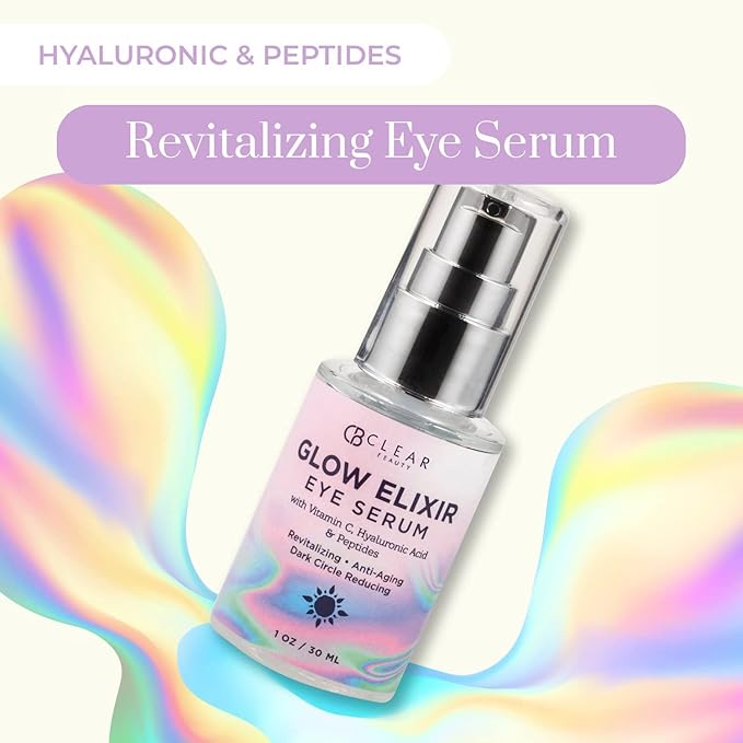 Clear Beauty Vitamin C & Hyaluronic Acid Under Eye Serum - Dermatologist Tested, Reduces Eye Bags, Puffiness, Dark Circles & Wrinkles, Clean Beauty, Cruelty-Free Korean Skin Care - All Skin Types
