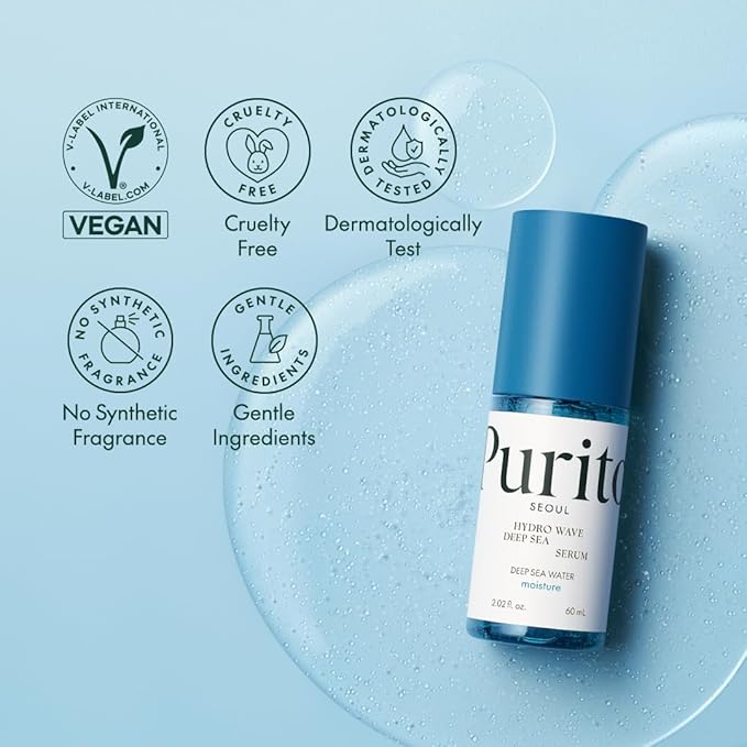 PURITO Deep Sea Serum | Deep Sea Water 66% + Marine Complex + Snow Mushirooms | Facial Serum | for Hydration, Skin Plumping | Lightweight & Non-Greasy Texture | Korean skincare, 60mL 2.02 fl.oz