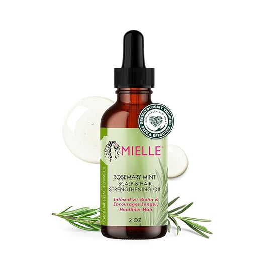 Mielle Organics Rosemary & Mint Hair Oil, Split Ends & Dry Scalp Treatment - Made with Biotin & Essential Oils for Strengthening, Soothing, Moisturizing & Encouraging Longer, Healthier Hair (2 Fl Oz)