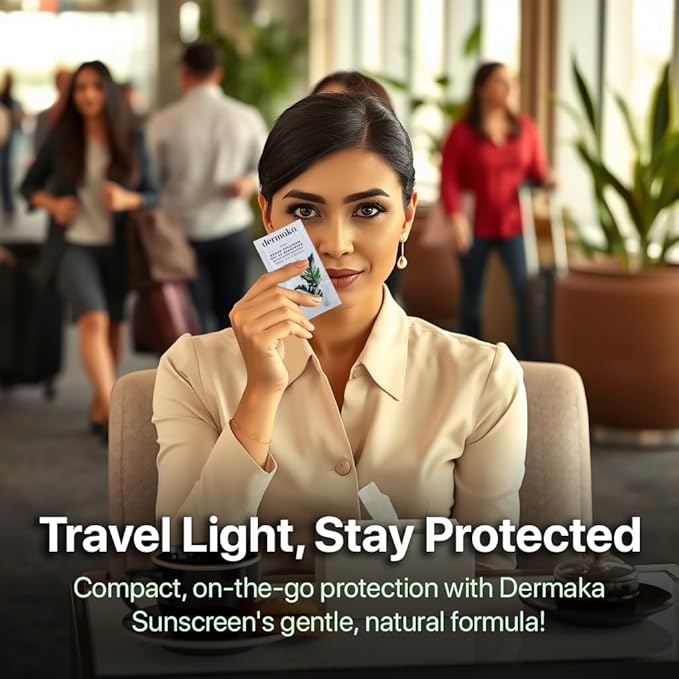 Dermaka Travel Size Sunscreen SPF 42 for Face & Body – 2-in-1 Lightly Tinted Mineral Sunscreen with Zinc Oxide & Titanium Dioxide – Skin Soothing, Water-Resistant 80 Min, 5ml 25 sachets