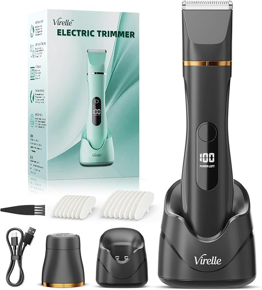 Electric Razor Body Hair Trimmer for Men & Women, Waterproof Electric Foil Shaver for Face, Groin,Arm,Back,Legs & Chest, Wet/Dry Painless Groomer with Ceramic Blade, Travel Razors Gift for Him, Black