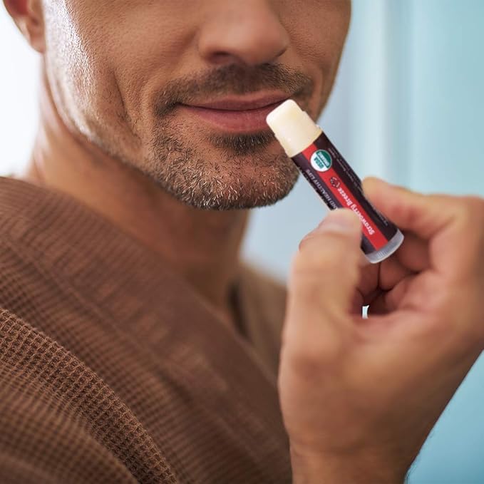 Earth's Daughter USDA Organic Lip Balm 4-Pack Stocking Stuffers Strawberry flavor - Beeswax, Coconut Oil, Vitamin E - Best Lip Repair Chapstick for Dry Cracked Lips.