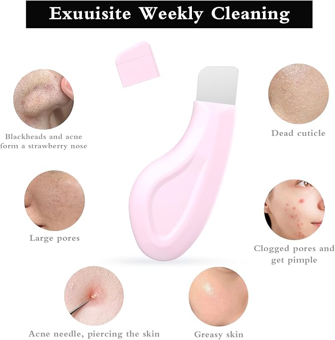 Blackhead Remover Tool, Silicone Face Scraper for Deep Cleansing, Skin Scrubber Face Spatula, Nose Blackhead Remover, Skin Care Tool for Men and Women (Pink)