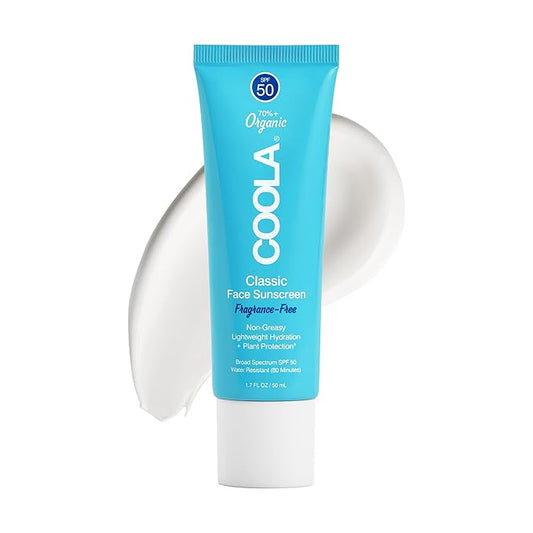 COOLA Organic Face Sunscreen SPF 50 Sunblock Lotion, Dermatologist Tested Skin Care for Daily Protection, Vegan and Gluten Free, Fragrance Free, 1.7 Fl Oz.