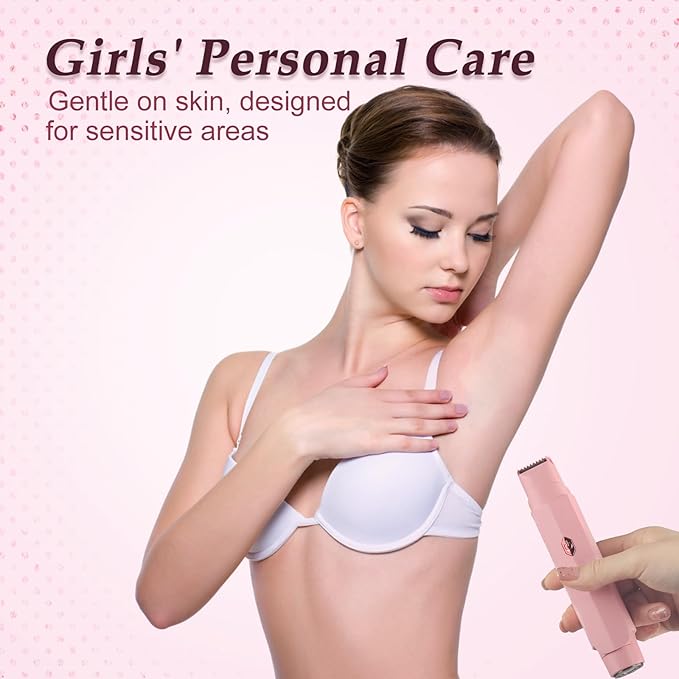 2-in-1 Bikini Trimmer for Women & Electric Women's Shaver,Rechargeable,Gentle Hair Removal for Sensitive Skin(Pink)