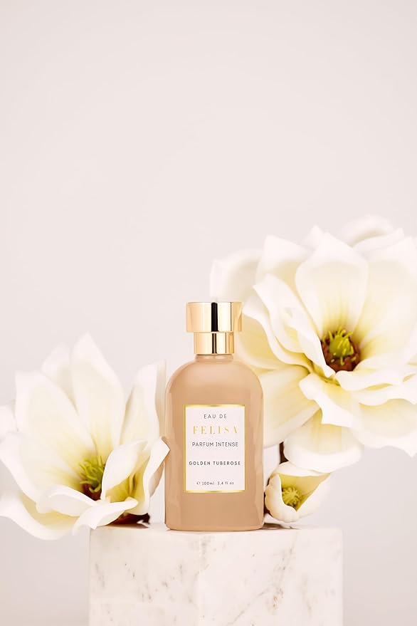 Felisa Golden Tuberose Eau de Parfum Intense (3.4 fl oz) – Long Lasting Vegan Powerful Floral Perfume, Luxurious and Seductive with Tuberose, Jasmine Sambac, Magnolia and Peony