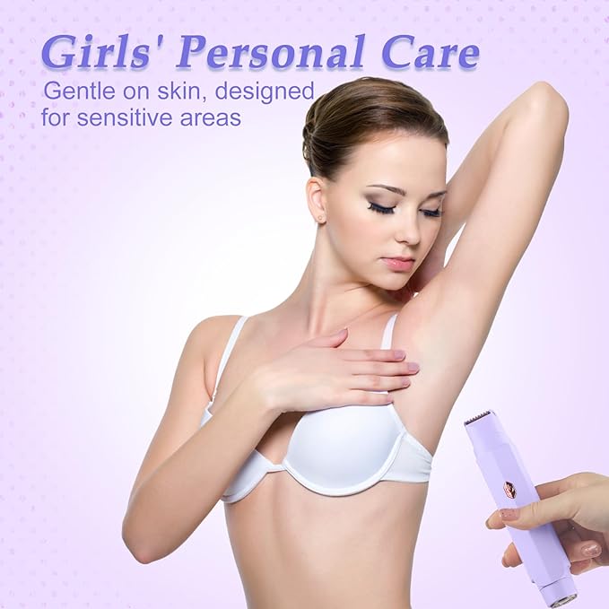 2-in-1 Bikini Trimmer for Women & Electric Women's Shaver,Rechargeable,Gentle Hair Removal for Sensitive Skin(Purple)