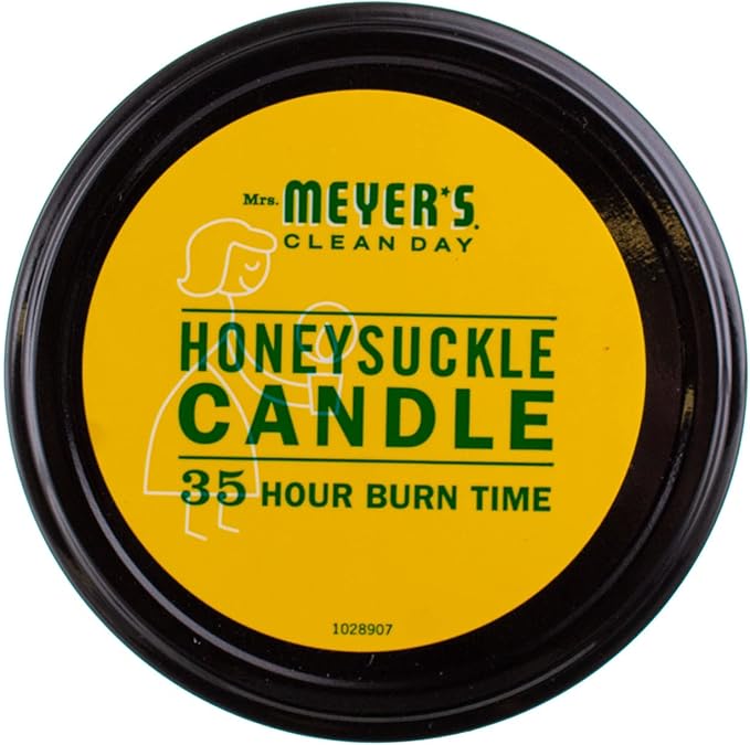 MRS. MEYER'S CLEAN DAY Aromatherapy Candle, 35 Hour Burn Time, Made with Soy Wax and Essential Oils, Honeysuckle, 7.2 Oz, Pack of 2