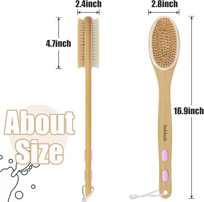 Back Scrubber for Shower,Bath Brush with Long Handle,Bath Brush Body Exfoliator for Wet or Dry Brushing,Men and Women (Purple)