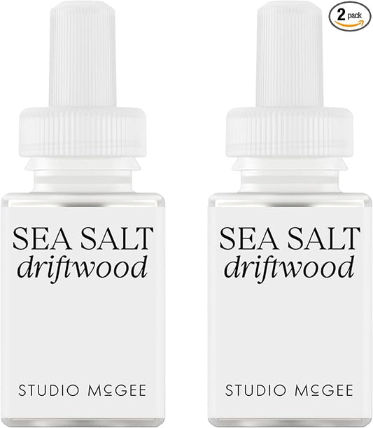 Pura x Studio McGee Smart Home Air Diffuser - Smart Air Diffuser - Up to 120-Hours of Luxury Fragrance per Refill - Spring & Summer Fragrance - 2 Pack, Sea Salt Driftwood