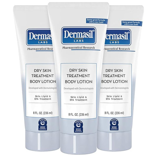 Dermasil Body Lotion, Dry Skin Treatment, 3-Pack – Non-Greasy, Fast-Absorbing, Fragrance-Free Lotion, Cruelty-Free, 8 Oz Ea