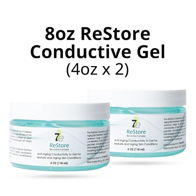 7E Wellness Myolift 8oz Restore Conductive Gel with Bio-Active Complex 8oz Facial Skin Care Products with Green Tea Extract, Hyaluronic Acid, Anti Aging &Skin Tightening [4ozX2] (8 oz)