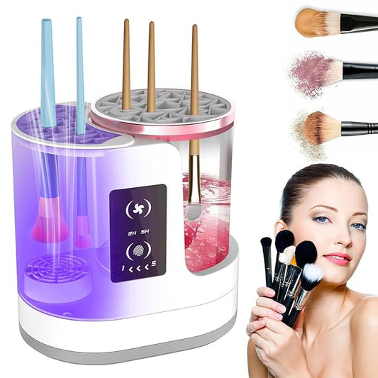 THEMARS 3 IN 1 Electric Makeup Brush Cleaner Machine With Dryer, USB Portable Automatic Cosmetic Brushes Cleaner (Snow White)