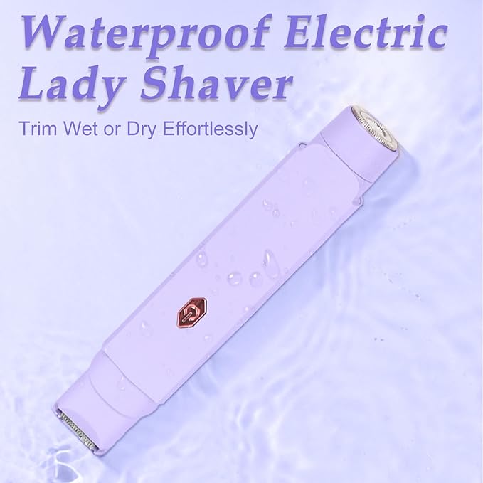 2-in-1 Bikini Trimmer for Women & Electric Women's Shaver,Rechargeable,Gentle Hair Removal for Sensitive Skin(Purple)