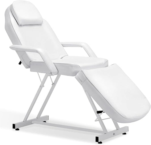 BarberPub Adjustable Tattoo Chair, 72 inches Tattoo Table, Multi-Purpose Facial Chair for Client, Esthetician Bed 0015 (White)