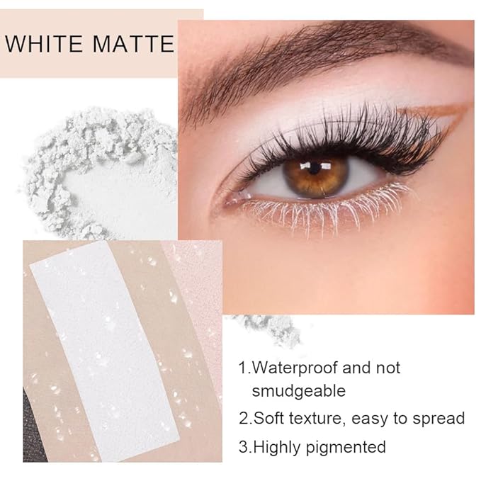 Single Nude White Matte Eyeshadow,Intense Monochrome Eye Shadow,Apply Makeup Easily,Matte Pressed Powder Single Eyeshadow,24 Hour Eye Makeup Longwear Waterproof