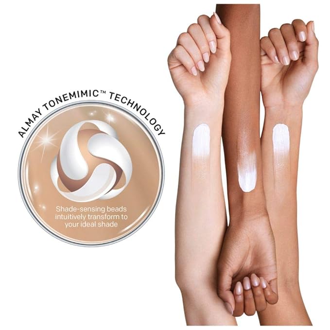 Almay Skintone Matching Foundation, Smart Shade Face Makeup with SPF 15, Hypoallergenic, Oil-Free, Dermatologist-Tested, 300 Straight Up Medium, 1 fl oz