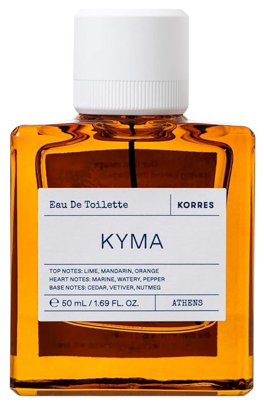 KORRES Kyma Eau de Toilette Spray, Lime Mandarin Orange Top Notes, Marine Watery Pepper Heart, Cedar Vetiver Nutmeg Base, Unisex Fresh Scent Inspired by Greek Waters, Vegan Fragrance, 1.69 Fl Oz