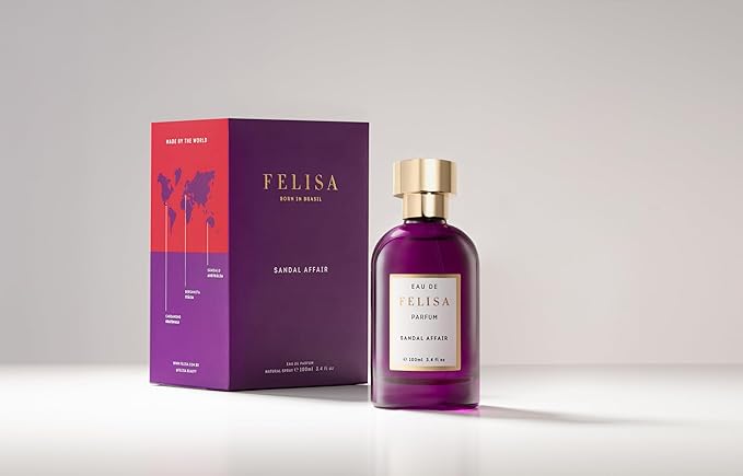 Felisa Sandal Affair Eau de Parfum (3.4 fl oz) – Long Lasting Vegan Woody Perfume, Elegant Bright Fragrance with Bergamot, Cardamom & Sandalwood