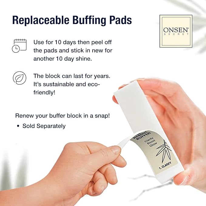 Onsen Secret Professional Nail Buffer Block | 4-Way Buffing for Natural Shine & Healthy Natural Nails - Includes 2 Extra Shine Pads, Salon-Quality, Post-Gel & Acrylic Recovery | 1 Pack