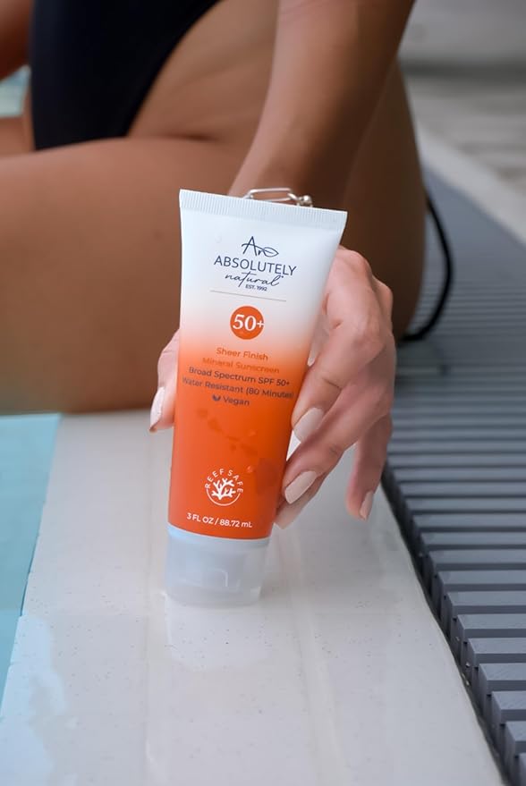 Absolutely Natural SPF 50+ Mineral Sunscreen Lotion - Anti-Aging Sunblock for Body & Face, Made with Rose Hips, Aloe, Zinc Oxide and Other Cruelty Free and Reef Safe Ingredients - Made in USA