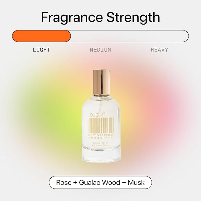 DedCool Eau de Parfum (Smiley Face Garden- 1.7 fl oz) With Notes of Rose, Guaiac Wood, Musk, Perfume for Men and Women, Luxury Fragrance, Long Lasting, w/Essential Oils, Non-Toxic, Fragrance For All